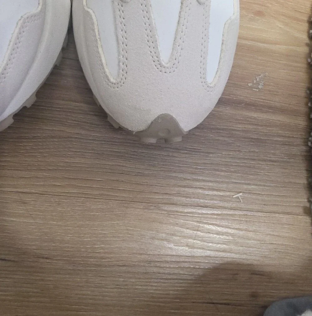 New Balance White and Cream Retro Runner Sneakers - Picture 7 of 7